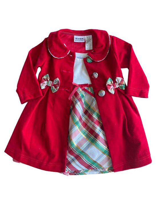 Blueberi Boulevard Other - Entire Closet $5! Blueberi Boulevard Red Coat Plaid Christmas Dress Set Baby